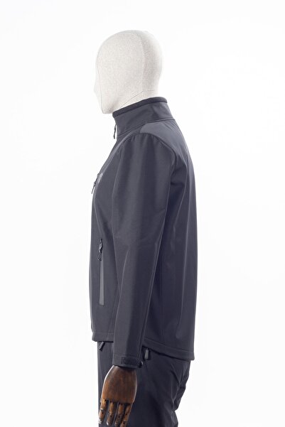 Huğlu Siyah Renk Suya Dayanıklı Softshell Mont