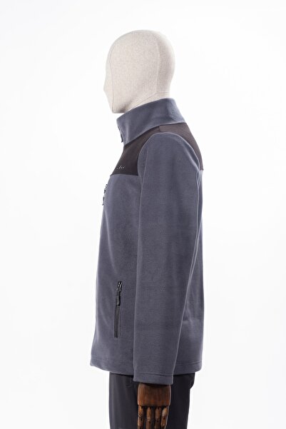 Huğlu Iki Renkli Üç Cepli Fermuarlı Robalı Polar Hırka