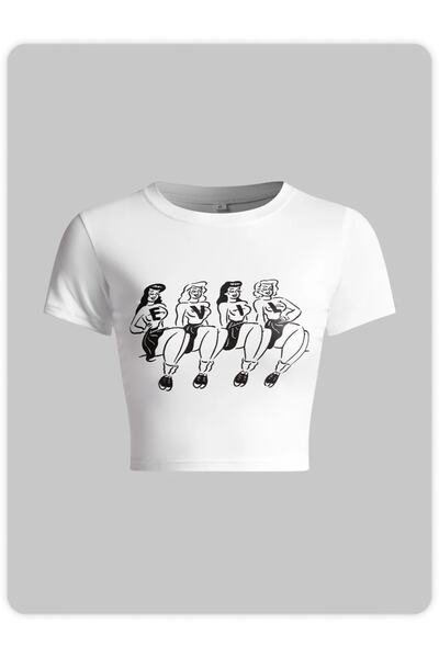 Jose Clothing بلوزة نسائية مطبوعة بأكمام قصيرة ومثبتة على الجسم