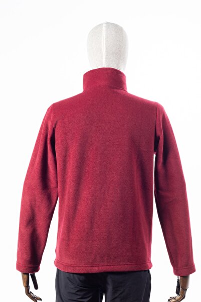 Huğlu Bordo Renk Iki Cepli Fermuarlı Polar Hırka