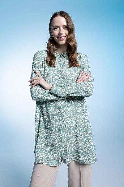 DeFacto Regular Fit Leopar Desenli Uzun Kollu Gömlek Tunik Z5833az23sp