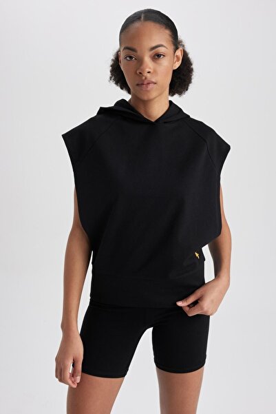 DeFacto Sportovní bavlněné tílko Oversize Fit s kapucí a bez rukávů