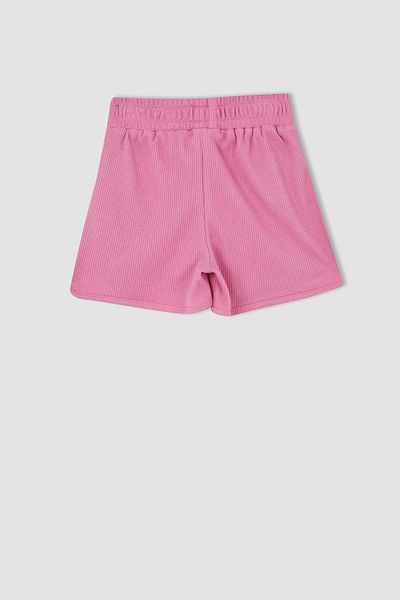 DeFacto Girl's Polo Neck Waffle Short Sleeve T-Shirt Shorts Set of 2