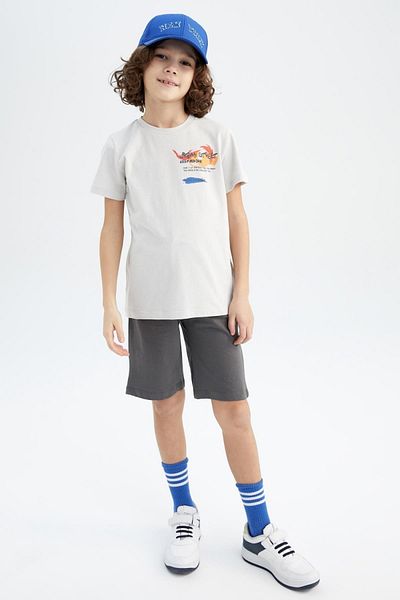 DeFacto Boy's Printed Short Sleeve T-Shirt Shorts Set of 2