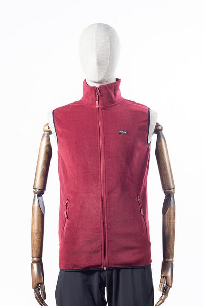 Huğlu Burgundy Color Two-Pocket Zippered Fleece Vest