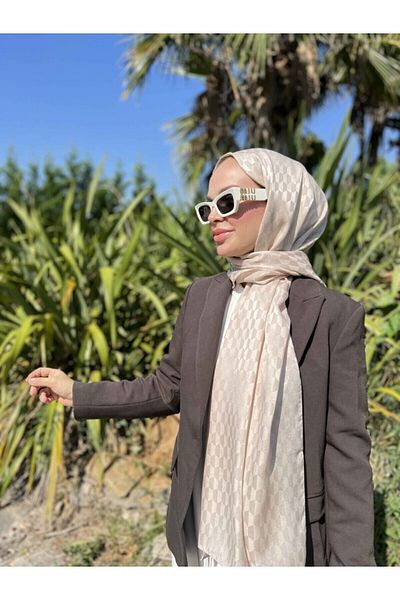 VALORSCARF Μεταξένιο σάλι ζακάρ με μοτίβο βανίλιας Qoza