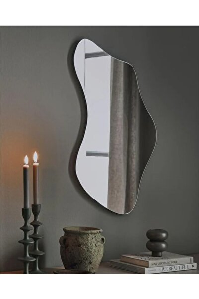 Fkctasarım Asimetrik Dalgalı Dekoratif Ayna Duvar Dekoru(60X35cm)
