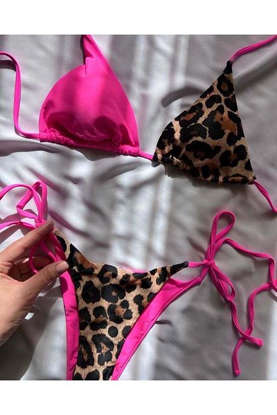 nuriçgiyim Leopard Double Color Bikini Set