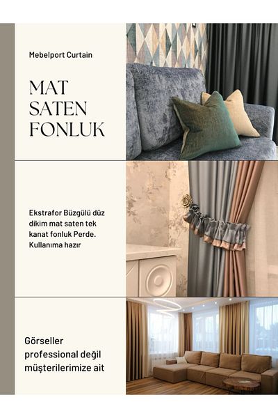 MebelPort Curtain Phonluk Satin Plain Sewing Extrafor Gathered