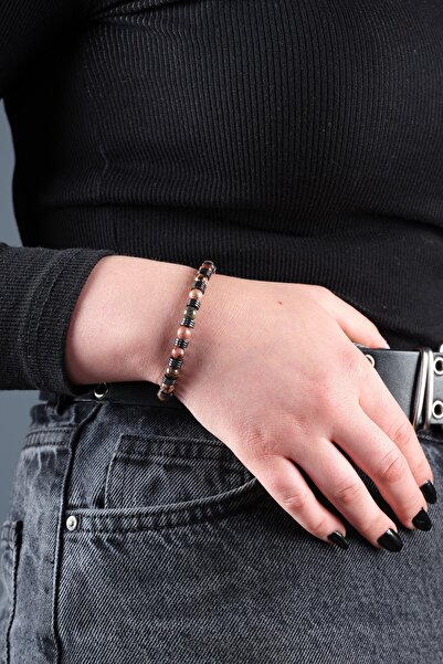 Ssilhoutte Doğaltaş سوار للجنسين من حجر الرودونيت الطبيعي - تصميم فريد مقاس 6...