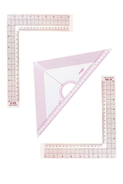 hodbehod Tailor Modelist Stylist L-Square Triangle Thin Plastic Ruler Set