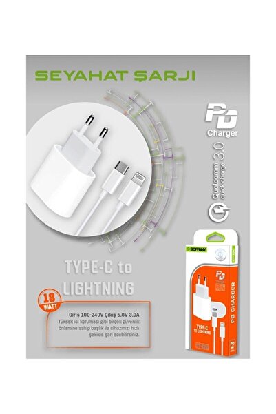 Soffany 20 Wıphone Yeni Nesil Type-c To Lıghtnıng Seyahat Şarjı Pd Charger 18w