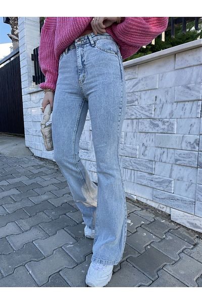 DRC trend Devo Ice Snow Blugi spanioli albastri cu talie înaltă Blugi evazați cu spălare a zăpezii Pantaloni din denim
