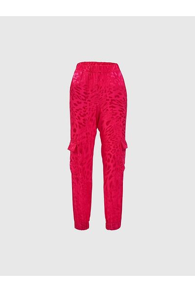 Juste Studio Patterned Fuchsia Elastic Trousers
