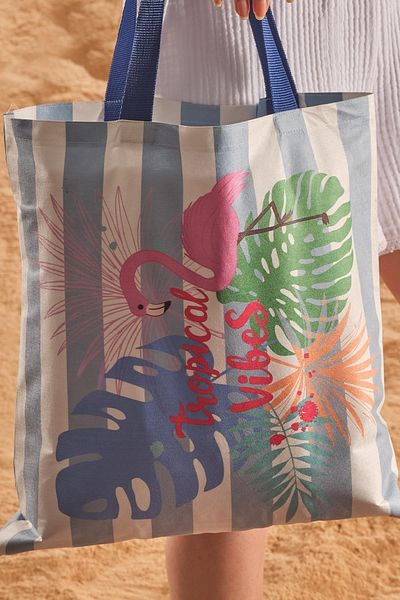 Znp Home Geantă de plajă imprimată cu model Tropical Vibes