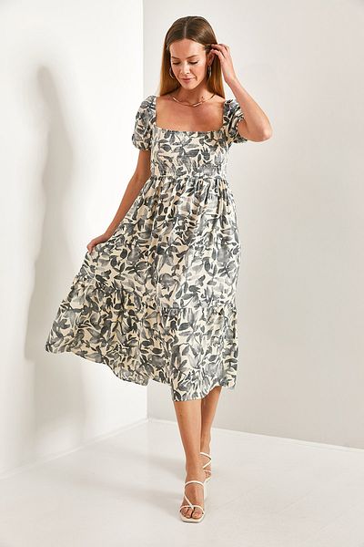 Bianco Lucci Damen-Kleid mit quadratischem Kragen, glitzernd, mehrfach gemustert, ausgestellt