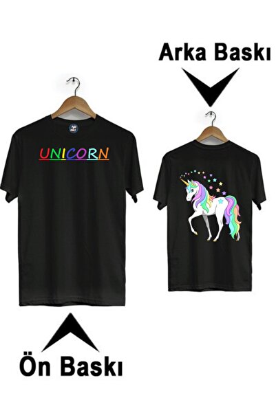 RYO FASHİON UNICORN IZLAZAK NA PREDNJOJ I ZADNJOJ STRANI CRNA DEČJA MAJICA SA...