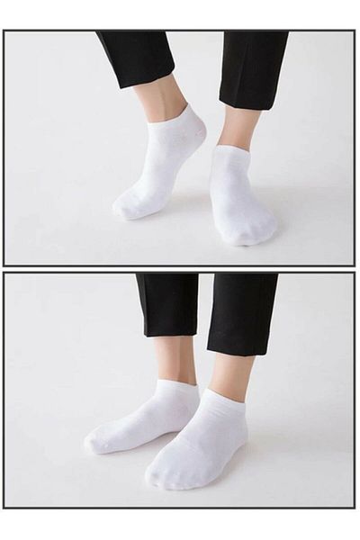 Meguca Socks Unisex Cotton Sports Booties Socks White And Gray 8 Pairs