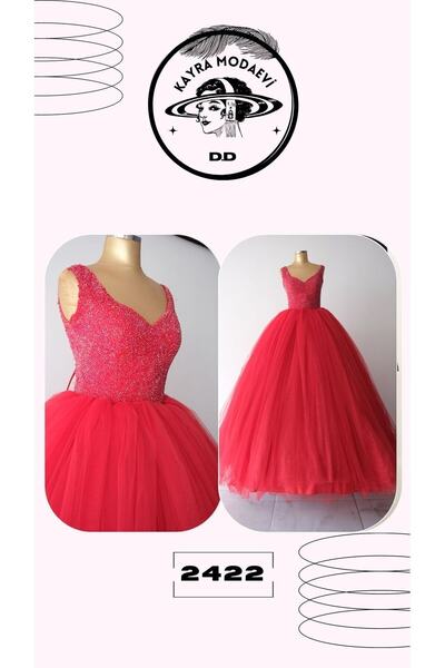 Kayra Modaevi Kabarık Kırmızı Nişanlık