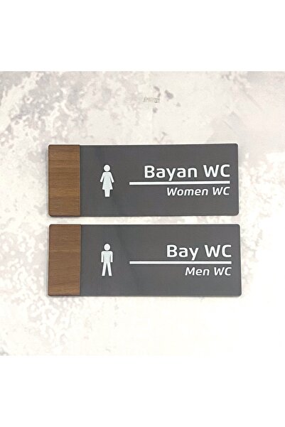Dekokonsept Wooden Serisi (WC SET) Ofis Oda Kapı İsimliği Yönlendirme Tabelası