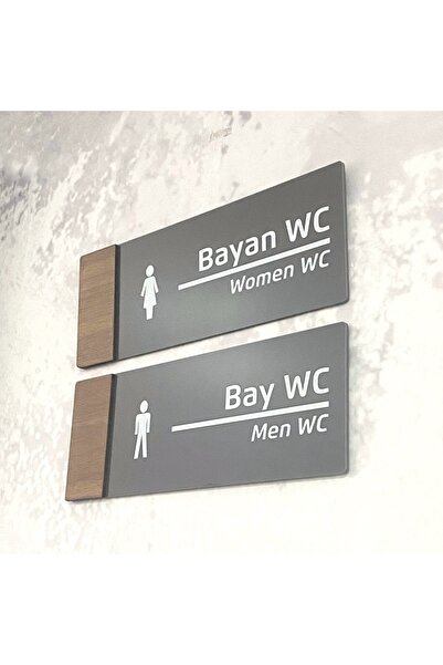 Dekokonsept Wooden Serisi (WC SET) Ofis Oda Kapı İsimliği Yönlendirme Tabelası