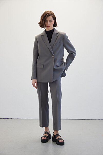 Manuka Single Button Blazer Jacket Gray