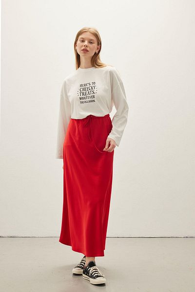 Manuka Satin Skirt Red