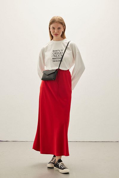 Manuka Satin Skirt Red