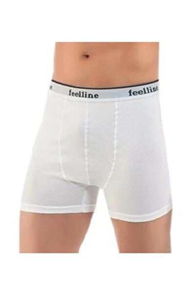 Feelline 4 قطع بوكسر رجالي من القطن الليكرا الطبيعي بلون واحد