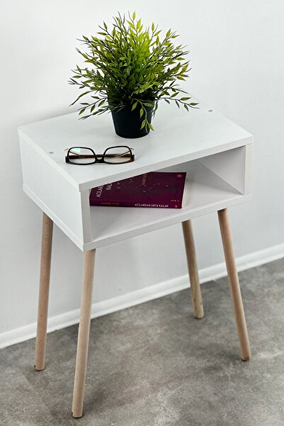 Weblonya Komodin Ahşap Ayaklı Yan Sehpa Raf 5319