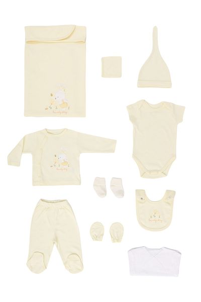 Bebitof Rabbit Patterned 100% Cotton 10 Piece Bodysuit Set