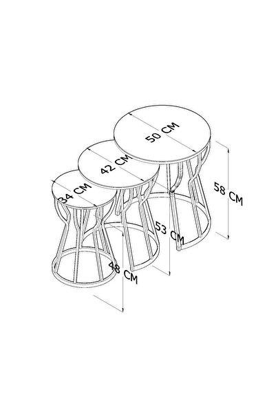 Puklife C Kum Saati 3'lü Zigon Sehpa Takımı Gümüş Ayak - Füme Ayna