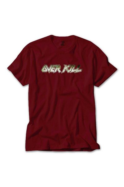 Z zepplin تي شيرت أحمر بشعار Overkill