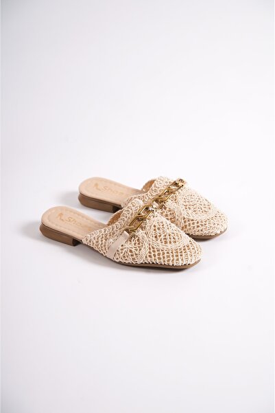 Moda Değirmeni Papuci pentru femei cu dantelă în față închisă cu cataramă BG1080-122-0001