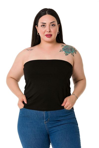 DISENTIS MODEST Plus Size Strapless Viscose Black Body
