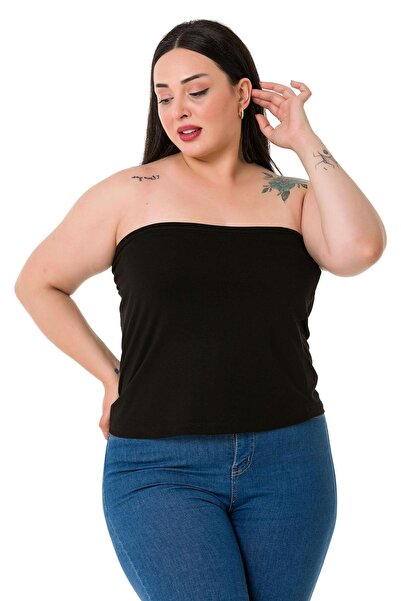 DISENTIS MODEST Plus Size Strapless Viscose Black Body