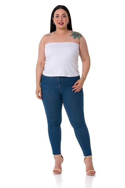 DISENTIS MODEST Plus Size Strapless Viscose White Body