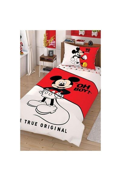 kardeşler ceyiz Licensed Crown Disney Mickey Check Revitalize Single Duvet Cover Set