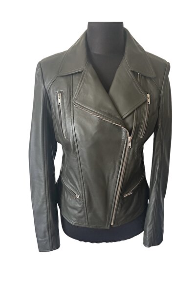 asus deri بلير - سترة نسائية من الجلد الطبيعي من القماش الخلفي لراكبي الدراجا...