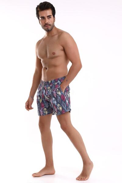 Deafox Smoked Leaf Patterned Men's Swim Shorts