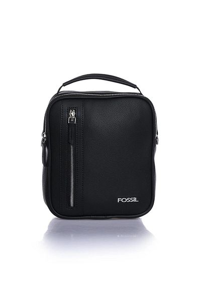 Fossil 2039 Vegan Leather Hand and Shoulder Bag Crossbody Men's Bag Messenger Bag with Phone Compartment Black