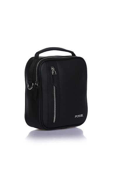 Fossil 2039 Vegan Leather Hand and Shoulder Bag Crossbody Men's Bag Messenger Bag with Phone Compartment Black