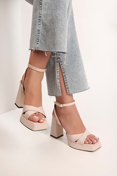 Shoeberry Dámské boty Alisa Ten Satin Platform na podpatku