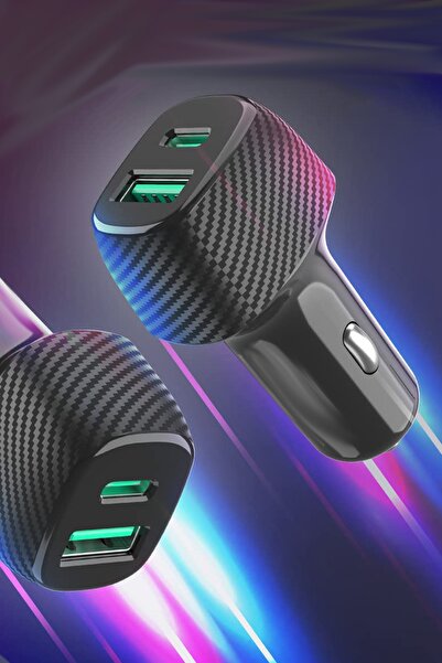 Soillium Universal Type-c Ve Usb Girişli Araç Metal Çakmaklık Şarj Aleti Araba Şarz Cihazı Soketi