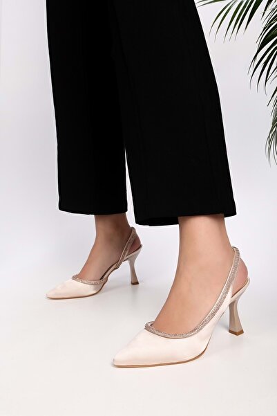 Shoeberry Dámské boty Rowen Skin Satin Stone na podpatku Stiletto