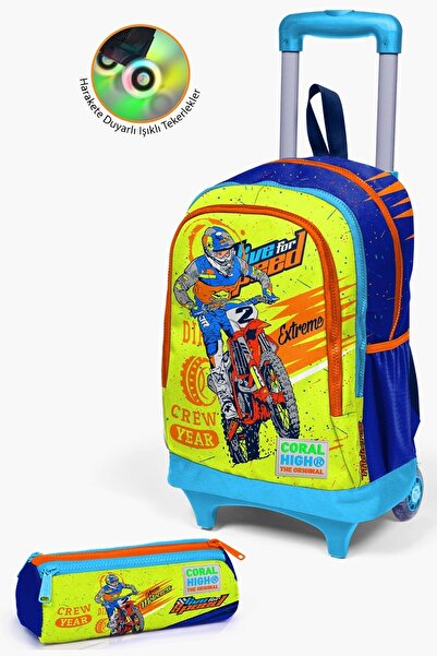 Coral High مجموعة حقائب من قطعتين منقوشة للدراجات النارية من ساكس باللون الأص...