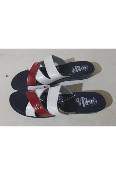 GEZER RED WHITE 1 PIECE STYLISH PRETTY QUALITY USABLE SLIPPERS