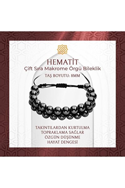 Saff Doğal Taş سوار هيماتيت 8 ملم ذو صف مزدوج من الحجر الطبيعي - 20-21 سم