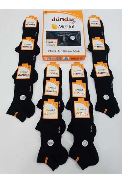 Dündar Men's Plus Modal Seamless Soft Wash Scented Booties Socks 12 Pieces Boxed