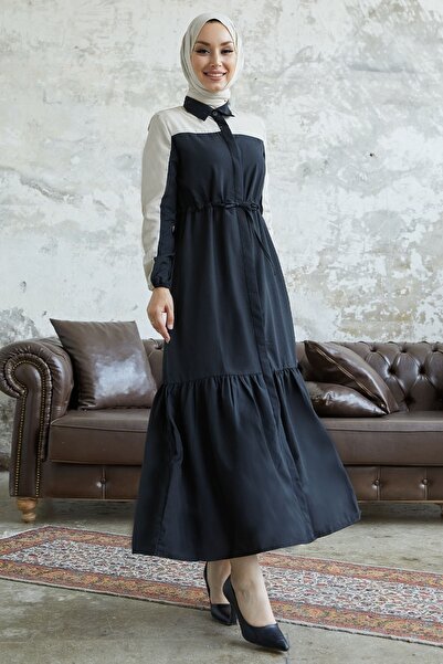 InStyle Malinda Shirt Collar Dress - Black